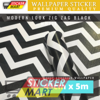 WALLPAPER DINDING MODERN LOOK ZIGZAG BLACK & WHITE Photo