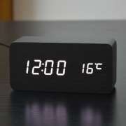 Jam Meja Motif Kayu - Digital LED Wooden Clock ( RECTANGLE ) - WC-800 Photo