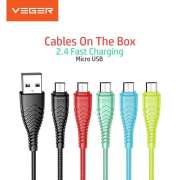 Kabel Data VEGER V110 Kaleng Stainless 2.4A Fast Charging - MICRO USB Photo
