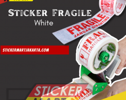 Stiker solasi fragile white putih packing barang jangan dibanting 48mm Photo