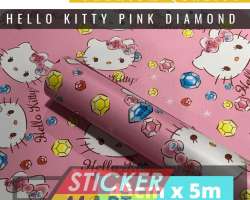 wallpaper sticker kamar anak lucu motif hellokity pink diamond murah Photo