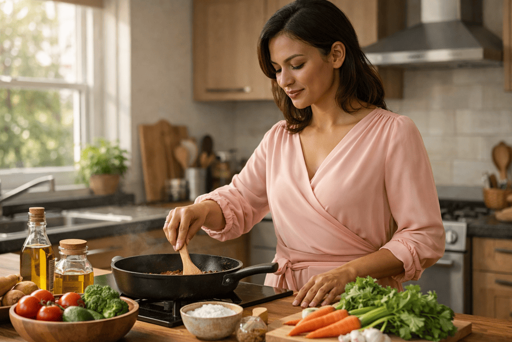 Wanita Memasak di Dapur