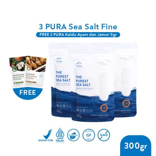 BUNDLE PURA PUREST SEA SALT GARAM LAUT ORGANIK NATURAL FINE (HALUS) 3 PCS Photo