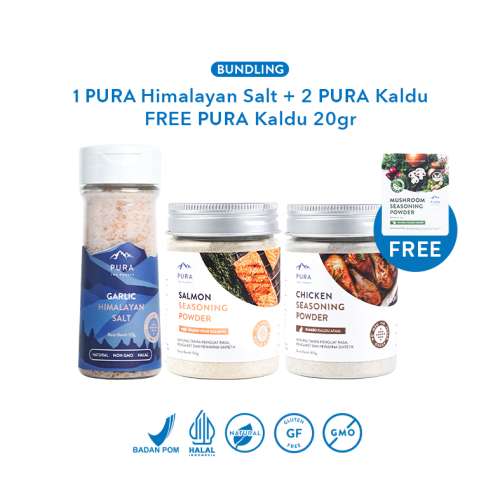 BUNDLE PURA SEASONING HIMALAYAN SALT WITH GARLIC BUMBU KALDU MPASI NON MSG Photo