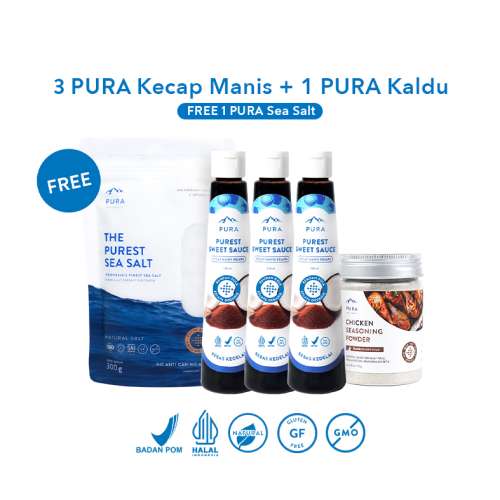 BUNDLE 3 PURA KECAP MANIS 200ml 1 PURA KALDU 100g FREE 1 SEA SALT 300g Photo