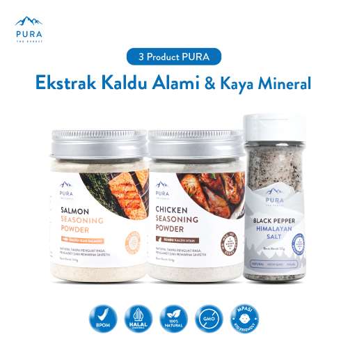 BUNDLE PURA SEASONING HIMALAYAN SALT WITH GARLIC BUMBU KALDU MPASI NON MSG Photo