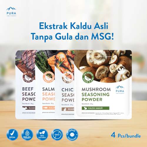 BUNDLE 4 PURA SEASONING BUMBU KALDU AYAM KAMPUNG KALDU SAPI KALDU JAMUR SALMON 20 GR Photo
