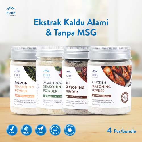 BUNDLE 4 PURA SEASONING KALDU ASLI KALDU MPASI AYAM KAMPUNG SALMON JAMUR 100 GRAM Photo