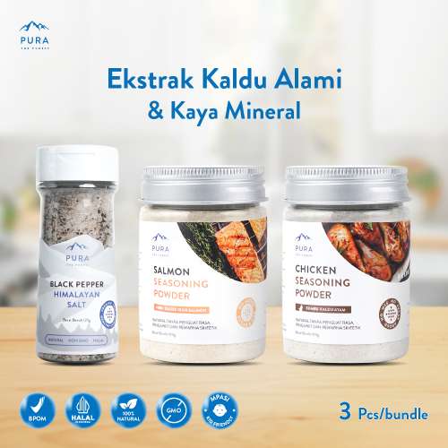 BUNDLE PURA SEASONING HIMALAYAN SALT WITH GARLIC BUMBU KALDU MPASI NON MSG Photo
