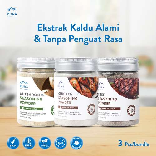 BUNDLE 3 PURA SEASONING KALDU ASLI KALDU MPASI AYAM KAMPUNG SALMON JAMUR 100 GRAM Photo