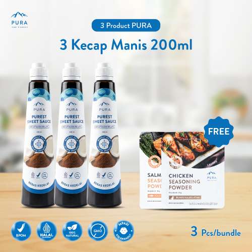 BUNDLE 3 PURA KECAP MANIS PUREST SWEET SAUCE 200ML FREE 2 KALDU 20GR Photo