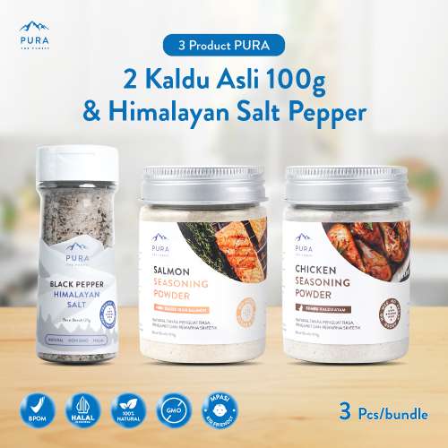 BUNDLE PURA SEASONING HIMALAYAN SALT WITH GARLIC BUMBU KALDU MPASI NON MSG Photo