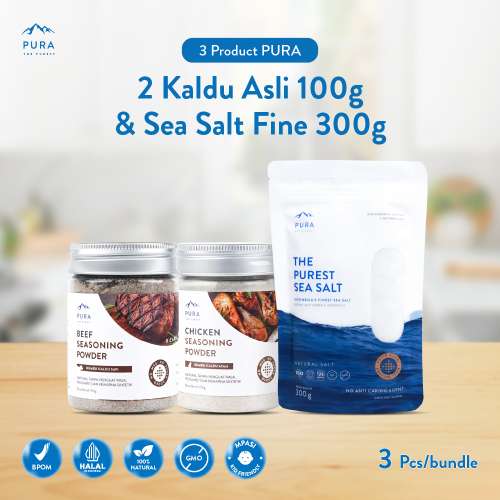 BUNDLE PURA SEASONING SEA SALT FINE HALUS BUMBU KALDU MPASI NON MSG TANPA GULA (1 SEA SALT 300GR + 2 KALDU 100 GR) Photo