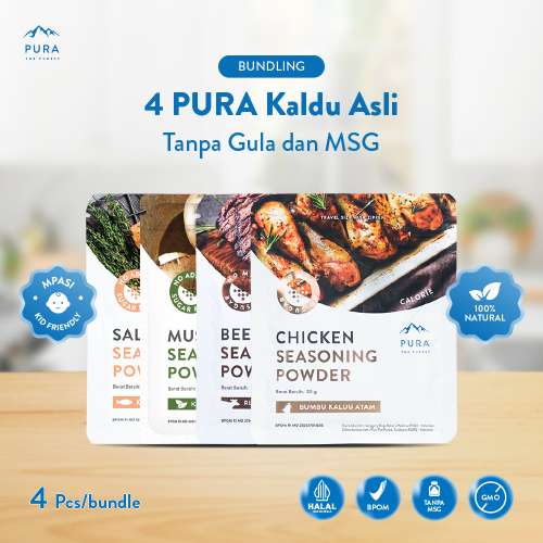 BUNDLE 4 PURA SEASONING BUMBU KALDU AYAM KAMPUNG KALDU SAPI KALDU JAMUR SALMON 20 GR Photo