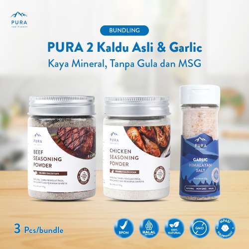 BUNDLE PURA SEASONING HIMALAYAN SALT WITH GARLIC BUMBU KALDU MPASI NON MSG Photo