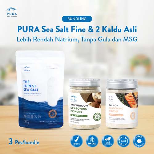 BUNDLE PURA SEASONING SEA SALT FINE HALUS BUMBU KALDU MPASI NON MSG TANPA GULA (1 SEA SALT 300GR + 2 KALDU 100 GR) Photo