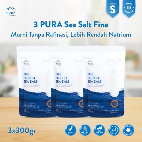 BUNDLE PURA PUREST SEA SALT GARAM LAUT ORGANIK NATURAL FINE (HALUS) 3 PCS Photo