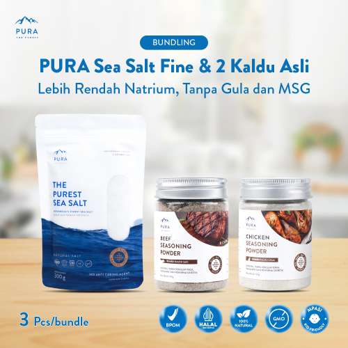 BUNDLE PURA SEASONING SEA SALT FINE HALUS BUMBU KALDU MPASI NON MSG TANPA GULA (1 SEA SALT 300GR + 2 KALDU 100 GR) Photo