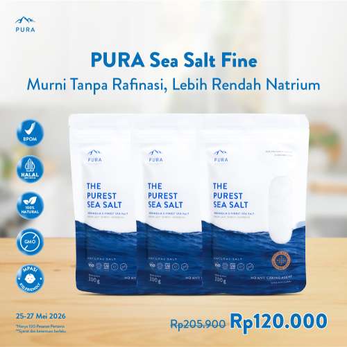 BUNDLE PURA PUREST SEA SALT GARAM LAUT ORGANIK NATURAL FINE (HALUS) 3 PCS Photo