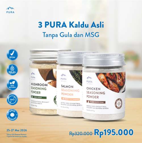 BUNDLE 3 PURA SEASONING KALDU ASLI KALDU MPASI AYAM KAMPUNG SALMON JAMUR 100 GRAM Photo