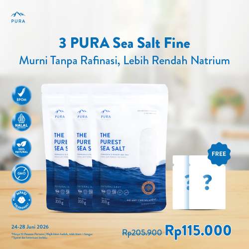 BUNDLE PURA PUREST SEA SALT GARAM LAUT ORGANIK NATURAL FINE (HALUS) 3 PCS Photo