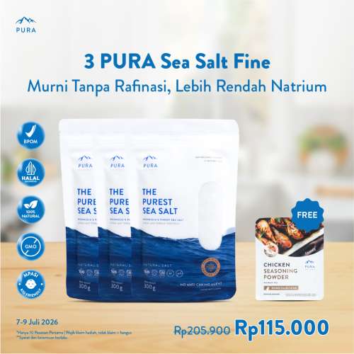 BUNDLE PURA PUREST SEA SALT GARAM LAUT ORGANIK NATURAL FINE (HALUS) 3 PCS Photo