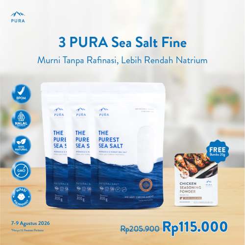 BUNDLE PURA PUREST SEA SALT GARAM LAUT ORGANIK NATURAL FINE (HALUS) 3 PCS Photo