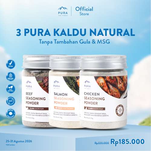 BUNDLE 3 PURA SEASONING KALDU ASLI KALDU MPASI AYAM KAMPUNG SALMON SAPI 100 GRAM Photo