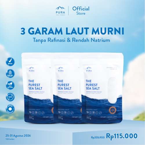 BUNDLE PURA PUREST SEA SALT GARAM LAUT ORGANIK NATURAL FINE (HALUS) 3 PCS Photo