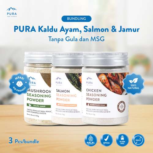 BUNDLE 3 PURA SEASONING KALDU ASLI KALDU MPASI AYAM KAMPUNG SALMON SAPI 100 GRAM Photo