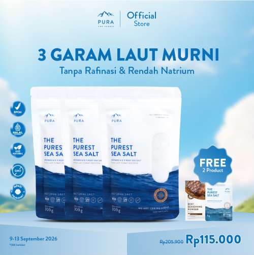 BUNDLE PURA PUREST SEA SALT GARAM LAUT ORGANIK NATURAL FINE (HALUS) 3 PCS Photo