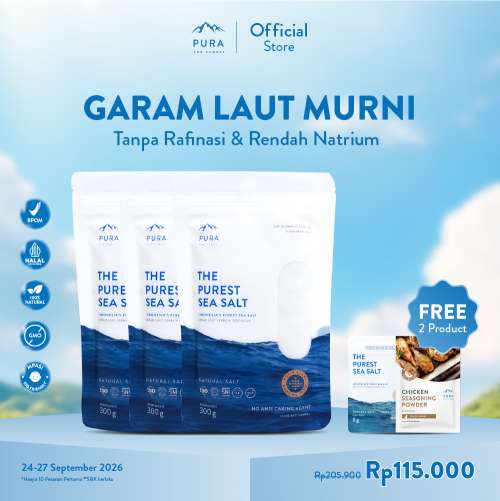 BUNDLE PURA PUREST SEA SALT GARAM LAUT ORGANIK NATURAL FINE (HALUS) 3 PCS Photo