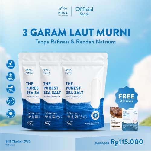 BUNDLE PURA PUREST SEA SALT GARAM LAUT ORGANIK NATURAL FINE (HALUS) 3 PCS Photo