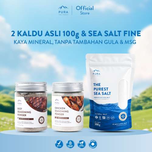 BUNDLE PURA SEASONING SEA SALT FINE HALUS BUMBU KALDU MPASI NON MSG TANPA GULA (1 SEA SALT 300GR + 2 KALDU 100 GR) Photo