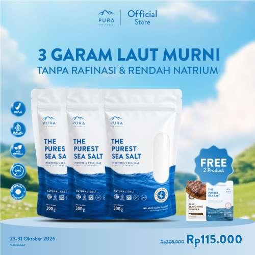 BUNDLE PURA PUREST SEA SALT GARAM LAUT ORGANIK NATURAL FINE (HALUS) 3 PCS Photo