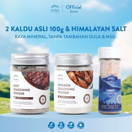 BUNDLE PURA SEASONING HIMALAYAN SALT WITH GARLIC BUMBU KALDU MPASI NON MSG Photo