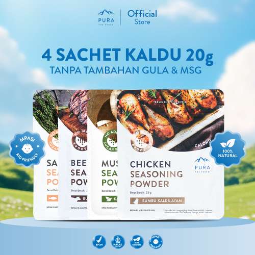 BUNDLE 4 PURA SEASONING BUMBU KALDU AYAM KAMPUNG KALDU SAPI KALDU JAMUR SALMON 20 GR Photo